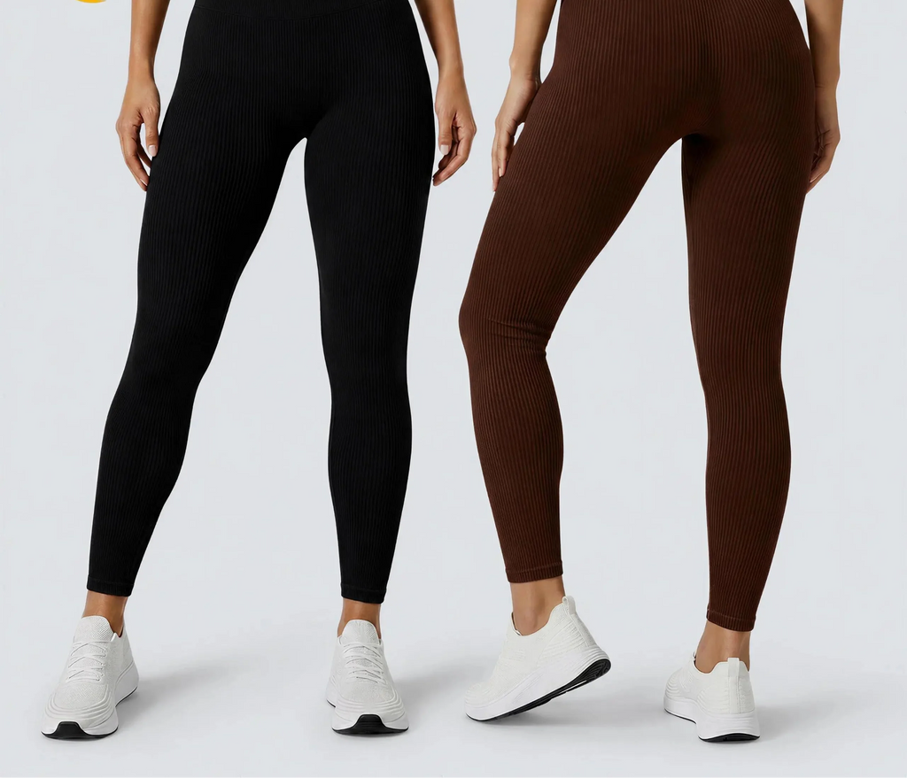 Kit 2 calças legging canelada poliamida sem costura