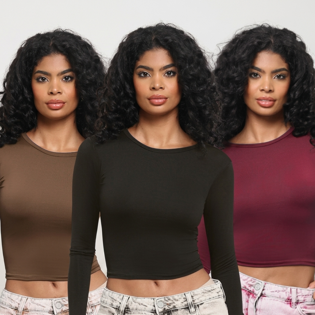 KIT 3: Blusa Feminina de Manga Longa - Meia Estação de Compressão Colada