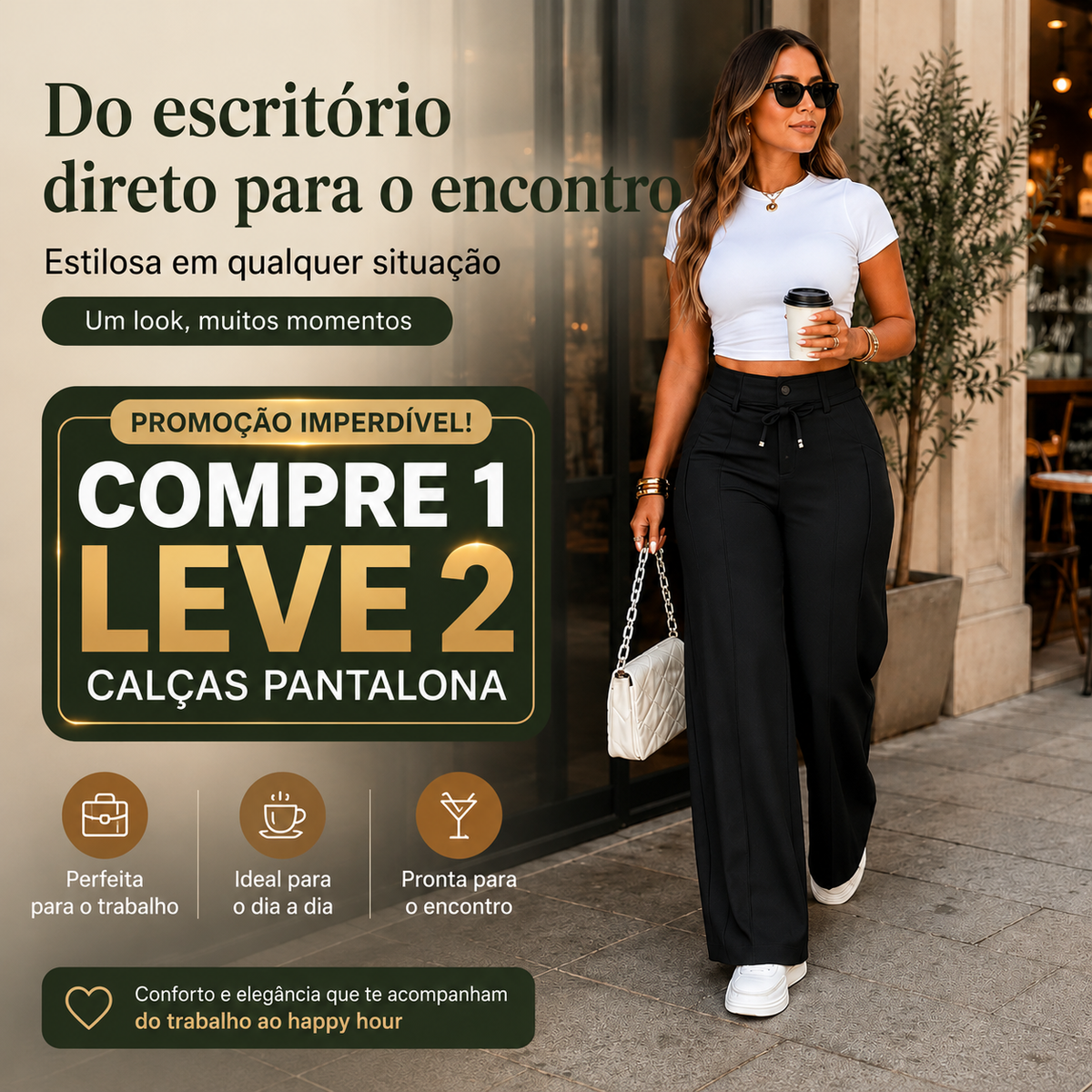(Compre 1, Leve 2) Calça Pantalona Julie em Malha de Seda Gelo e Poliéster