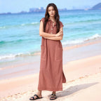 Vestido Lucelli™ Em Tecido Modal Plissado com Acabamento Artesanal
